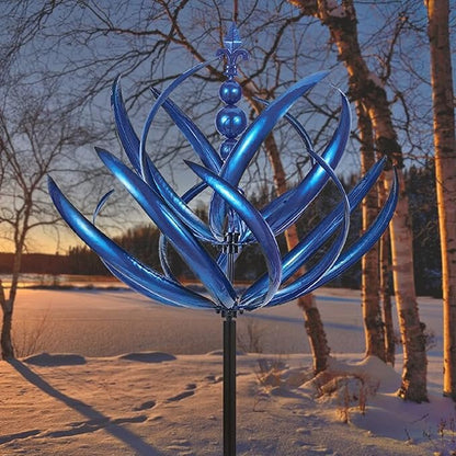 Asixxsix Large Wind Sculpture Decorative Craft Rotator for Yard Garden Outdoor, Blue Appearance, Iron Material with Long Service Life
