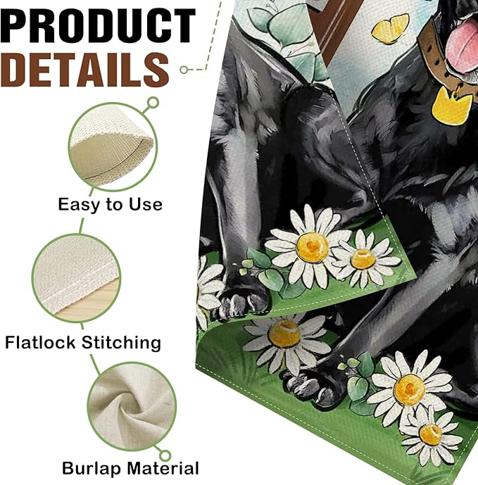 Dyrenson Welcome Black Labrador Dog Decorative Garden Flag, Paw Print Yard Outside Home Decorations Pet Lover Gifts, Spring Summer Burlap Outdoor Small Decor Double Sided 12 x 18