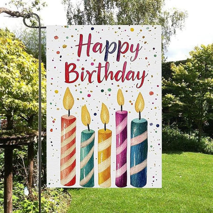 Gkyygk Happy Birthday Welcome Banners Garden Flag Double Sided 12x18 Inches Farmhouse Holiday Outside Decorations Burlap Yard Flag