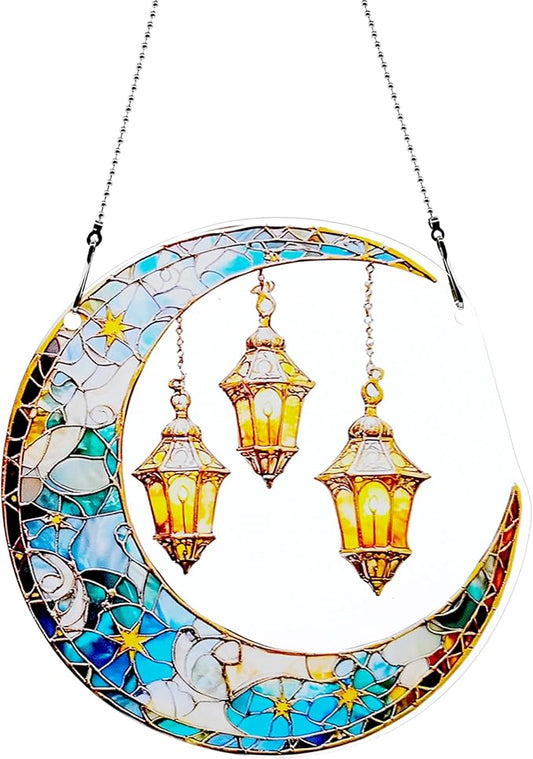 Moon Ornaments Colorful Window Hanging Decorations Home Wall Decor for Indoor Outdoor