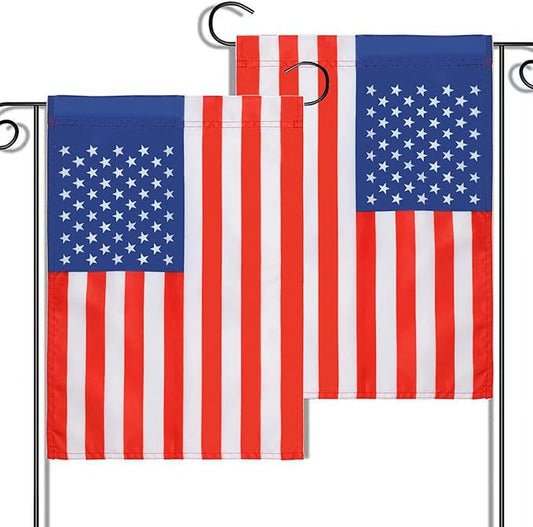 2 PACK Freefy American Garden Flag 12 x 18 Inch,Patriotic Double Sided Polyester Printed Flag,USA ResidentialYard|Garden Decor,American Flag Garden Flag