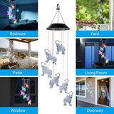 Solar Wind Chimes, Elephant Wind Chimes Gifts for Mom Grandma Women Wife Girls, IP65 Waterproof Hanging Memorial Windchimes with 7 Color Changing LED Lights for Outside Garden Yard Decorations