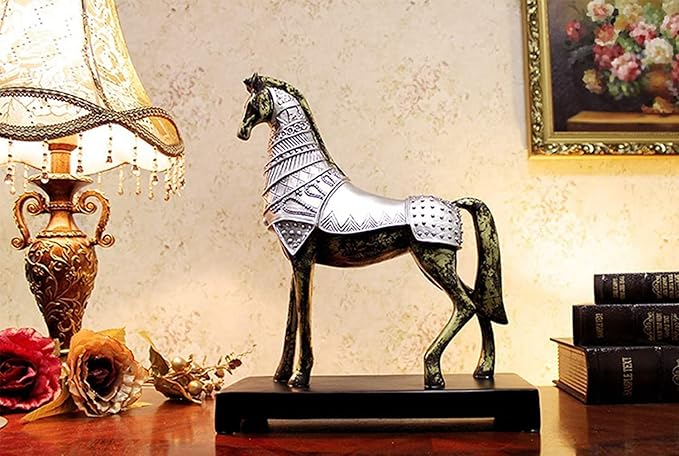 Garden Ornaments Decor Statue Outdoor,Statue Stunning Home Garden Ornament Sculpture Decoration Antique War Horse Sculpture Handmade Resin War Steed Statue Retro Desktop Ornament Creative