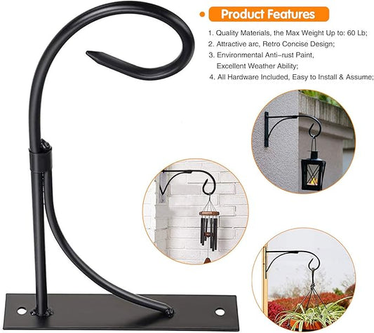 Wall Mount Plant Hanging Bracket, 11 Inches Hanging Plant Hook, Heavy Duty Rustic Decorative Metal Plant Hanger for Hanging Plant Flower Lantern Bird Feeder Wind Chimes