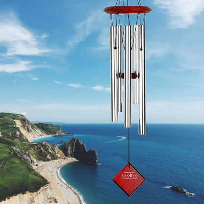 Woodstock Chimes Encore Collection, Chimes of Polaris, 22'' Silver Wind Chimes for Outdoor, Patio, Home or Garden Décor (DCS22)