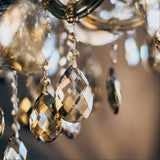 PATIKIL Teardrop Crystal Chandelier, 6 Pack 160mm Length Prisms Part Dark Amber