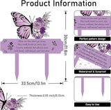 Rngmsi Grave Decorations for Cemetery Memorial, Metal Memorial Garden Stakes for Loss of Mother Father Loved Ones, Purple Plaques Markers for Cemetery Humans Outdoor Yard