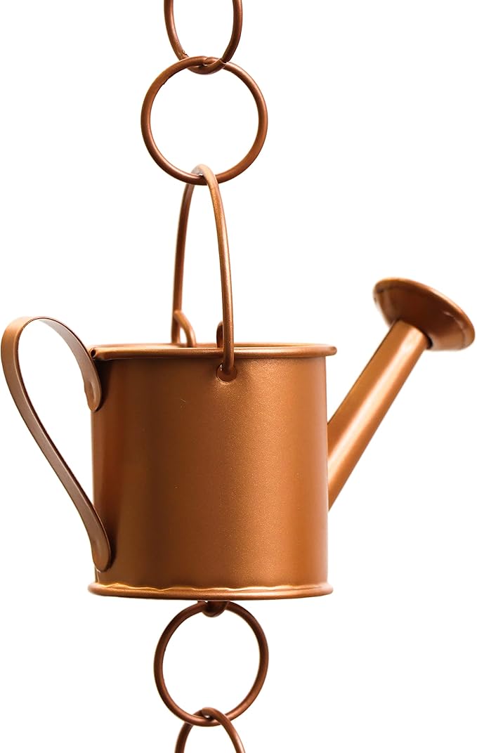 Trademark Innovations 8.25' Copper Colored Watering Can Rain Chain for Gutters and Downspouts