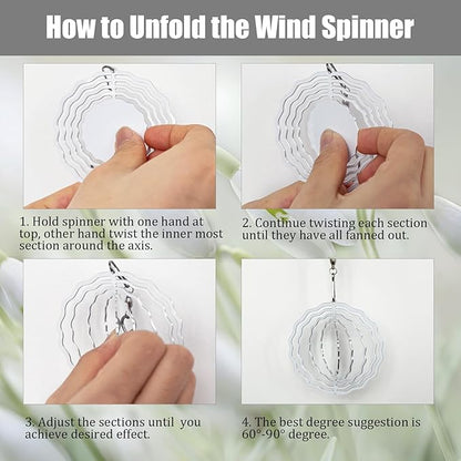 12 Pack 3inch Sublimation Wind Spinner Blanks 3D Aluminum Metal Wind Sculpture Kinetic Spinners for Yard Garden Indoor Art Ornaments Xmas Hanging Decoration (Floral)