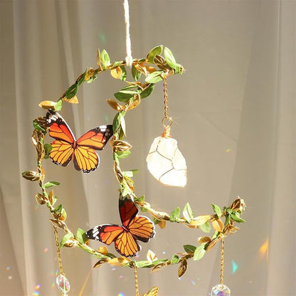 Suncatcher Moon Crystal Rose Quartz Sun Catcher Window Hanging, Good Luck Charms Gifts for Women Chrismas Thanksgiving Birthday Crystal (Rose)