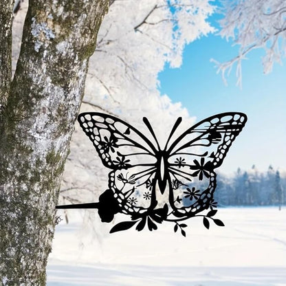 Metal Butterfly Art Silhouette Decorative Garden Stakes Black Statues Art for Yard Patio Outdoor Decor Garden Lawn Decorations