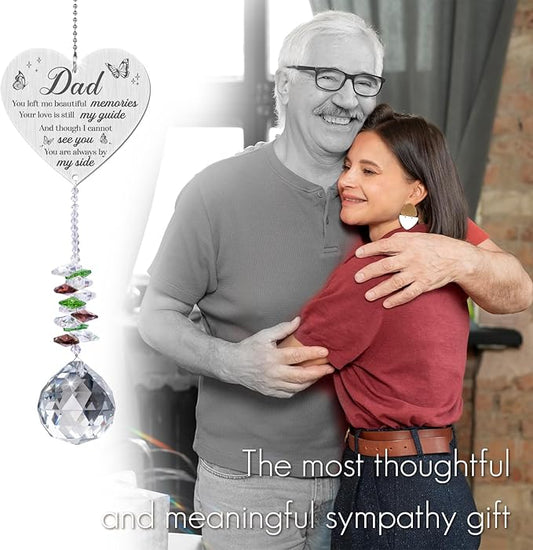 Memorial Gifts for Loss of Dad,Memorial Crystal Suncatcher Ornament, Sympathy Gifts for Loss of Father,Hanging Crystals Ornament for Window Rainbow Maker Prisms Home Decor Gift