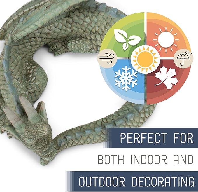 NAT & Jules Small Sleeping Dragon Moss Finish 10 inch Resin Garden Sculpture