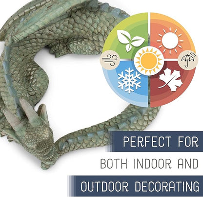 NAT & Jules Small Sleeping Dragon Moss Finish 10 inch Resin Garden Sculpture
