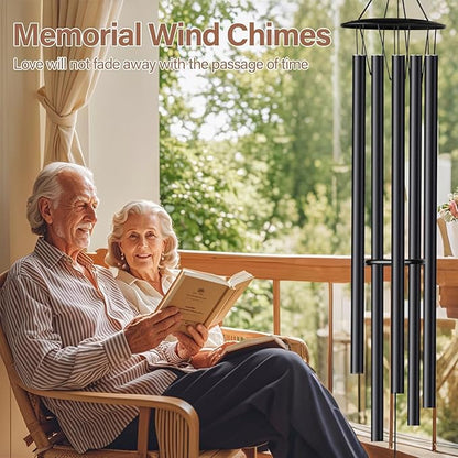68” Large Wind Chimes for Home Garden Decor, Deep Tone Wind Chimes for Mom Grandma, Memorial Sympathy Gifts for Loss of Loved One, Black