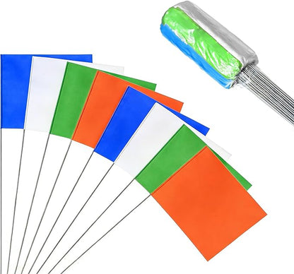 80Pack Orange&White&Green&Blue Marking Flags, JIZHGRAD 15x4x5 Inch Marker Flags Use for Yard & Lawn, Boundary & Dog Training, Survey & Landscape, Sprinkler & Surveyor, Garden & Construction, High Visibility, Sturdy, Versatile, UV & Weather Resistant