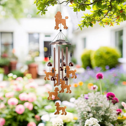 Poodle Wind Chimes for Outside - Poodle Gifts for Women Men, Christmas Birthday Housewarming Gifts Idea, Metal Dog Memorial Sympathy Wind Chimes for Outdoor Garden Patio Yard Porch Decor