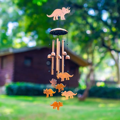 Dinosaur Wind Chimes Outdoor Dinosaur Gifts for Women Men Mom Dad Birthday Unique Gardening Gifts Metal WindChimes for Outside/Indoors, Lawn, Patio, Home, Yard Decor, Garden Decorations