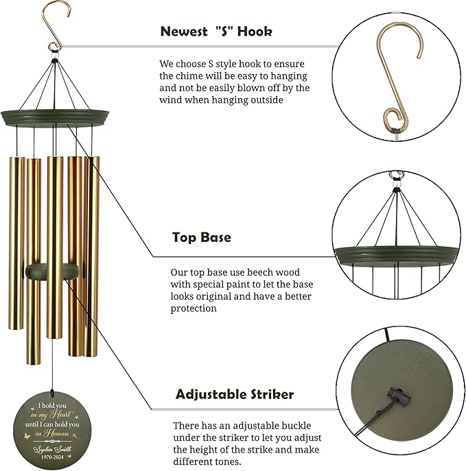 ASTARIN Memorial Butterfly 36" Wind Chimes, Personalized Name Sympathy Wind Chime, in Memory of Loss Mom Loved One, Large Deep Tone Bereavement Windchimes for Outdoors Clearance(Produced in USA)