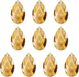 PATIKIL K9 Crystal Pendants Teardrop Beads, 10 Pack 38mm Chandelier Prisms Parts Hanging Beads DIY Lamp for Arts Crafts Decoration, Electroplating Gold Tone