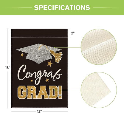 AVOIN colorlife Diploma Cap Congrats Grad Garden Flag 12x18 Inch Double Sided, Class Of 2026 Graduation Yard Outdoor Decoration