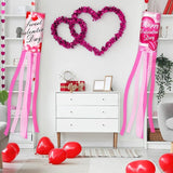 NOVWANG 2 Pieces 40 Inches Valentine's Day Windsock, Valentine Hearts Windsocks Outdoor Hanging Wind Sock for Wedding Anniversary Home Party Yard Garden Patio Decoration