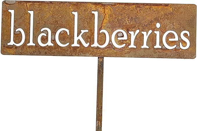 Classic Metal Garden Markers 19 Inches Tall (blackberries, Naturally Rusted)