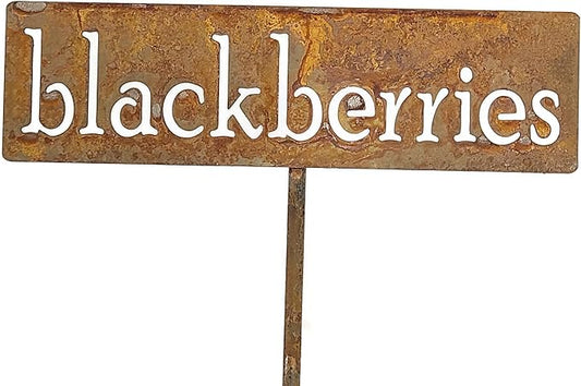Classic Metal Garden Markers 19 Inches Tall (blackberries, Naturally Rusted)
