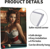Cafemira Vintage tin sign,sexy woman &pool table,Metal sign,Home Art wall decor plaque,for living room,club,man cave,Yard,Garden,Patio,indoor outdoor decorative poster,easy to hang.8x12inch