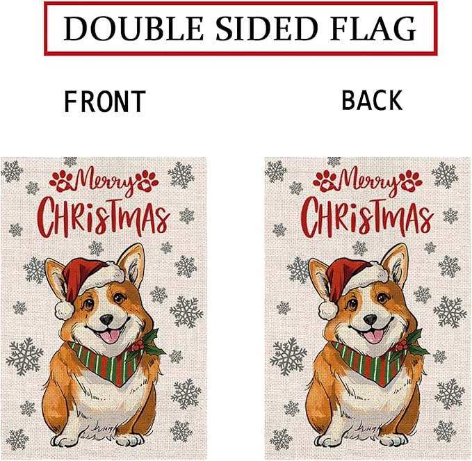 Seasonal Garden Flags Sets - Corgi Decortions Dog Flags Double Sided Flags Set of 11 Holiday Farmhouse Indoor Outdoor Yard Lawn Christmas Gifts Decor 12.5x18 Inch