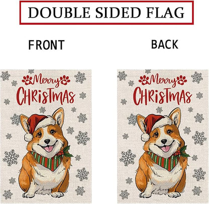Seasonal Garden Flags Sets - Corgi Decortions Dog Flags Double Sided Flags Set of 11 Holiday Farmhouse Indoor Outdoor Yard Lawn Christmas Gifts Decor 12.5x18 Inch
