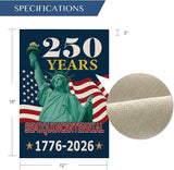250 Years America Garden Flag,250th Anniversary USA Patriotic Double-Sided Banner,Statue of Liberty Design, 12 x 18 Inch, 1776-2026 Semiquincentennial