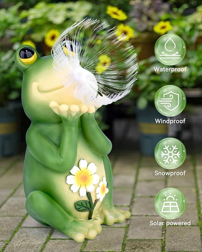 FREECUBE Solar Garden Statue, Frog Garden Decor Figurine Lights for Outside Waterproof Outdoor Yard Decorations Pation Light,Housewarming Gift for Patio,Lawn,Yard