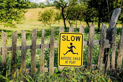 CCPARTON Metal Sign - Slow Autistic Child at Play Warning Sign - Aluminum - Indoor/Outdoor - 8x12 Inches