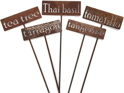Classic Metal Garden Markers 19 Inches Tall (tea tree, Naturally Rusted)