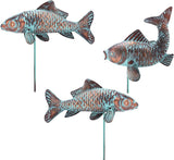 Outdoor Garden Statues Koi Fish Decor,Antique Copper Garden Sculptures & Statues for Outside,Patio,Backyard,Pond,Home,Decorations,Metal Yard Art Fish Stakes,Gifts for Mom Grandma,Set of 3