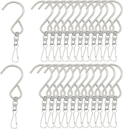 24 Pack Swivel Hooks Clips for Hanging Wind Chimes, Crystal Twisters, Outdoor Ornaments Party Supply