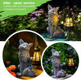 Fox Statue for Garden Decor, Garden Statue with Solar Power Light for Outdoor Patio Porch Lawn Yard Backyard Oudside Indoor Shelf Decoration,Praying Fox Sculptures Gifts for Mom Grandma