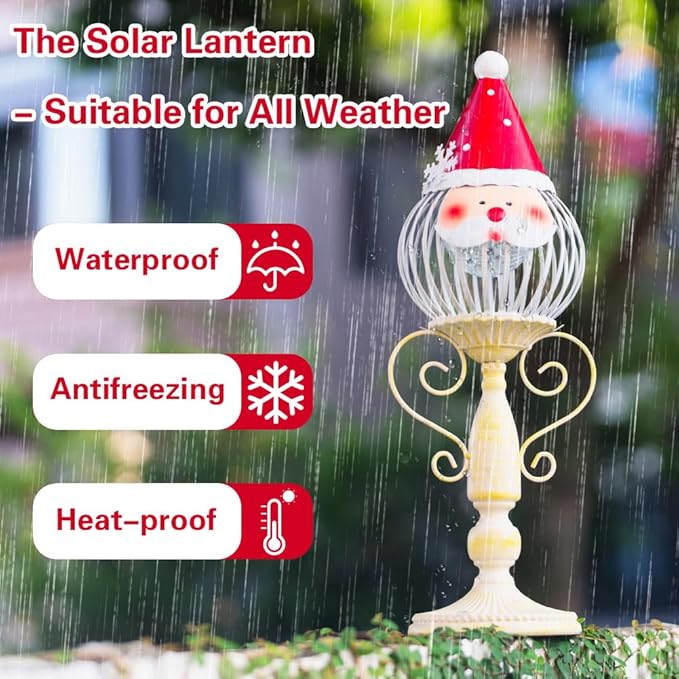 Santa Christmas Solar Lanterns for Outside,Solar Lanterns Outdoor Waterproof, Gift for Garden Pathway Yard Christmas Decorations