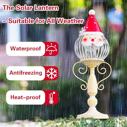 Santa Christmas Solar Lanterns for Outside,Solar Lanterns Outdoor Waterproof, Gift for Garden Pathway Yard Christmas Decorations
