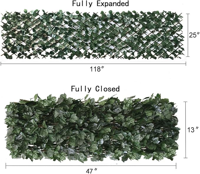 Expandable Fence Privacy Screen for Balcony Patio Outdoor,Decorative Faux Ivy Fencing Panel,Artificial Hedges (1,Ivy)…