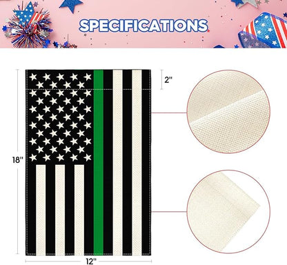 AVOIN colorlife Thin Green Line Military and Conservation Garden Flag 12x18 Inch Double Sided Outside, American Stars and Stripes Patriotic Yard Outdoor Decoration