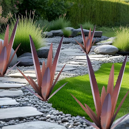 Large Tequila Rustic Sculpture, Wind Resistant Metal Agave Plants Garden Art for Outdoor Home Decor, DIY Hand Painted Metal Agave Yard Sculpture Statue Garden Lawn Ornament Gift (1, Brown)
