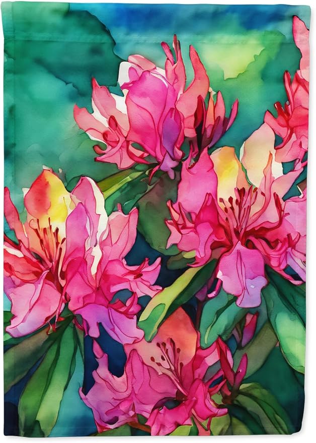 Caroline's Treasures West Virginia Rhododendrons in Watercolor Garden Flag Mailbox Flag Decorative Yard Flag Banner Outside Patio Artwork Yard Flower Beds, Garden Size, Multicolor