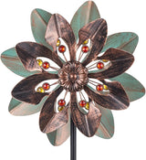 VEWOGARDEN Wind Spinners Outdoor with 2 Blades, Metal Kinetic Wind Spinner with Flower Design for Yard Garden Lawn Decorations