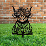 WADORN Highland Cow Silhouette Garden Stakes Decor, Metal Cow Lovers Gifts Stakes Statues Ornaments for Yard Art Black Silhouette Yard Outside Decor for Backyard Patio Outdoor Decor, 15x7.1Inch