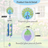 MUMTOP Wind Chimes for Outside-Glass Peacock Wind Chime - Deep Tone Windchimes Outdoors Unique for Patio,Garden,Yard,Home,Tree Decor