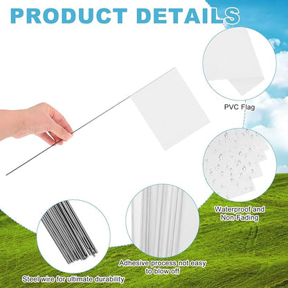 M METERXITY 10-Pack Blank Marking Flags, 15x5.1x4 Inch Waterproof Yard Flags Marking for Lawn/Garden/Irrigation/Landscape/Sprinkler/Survey/Dog Training/DIY [White]