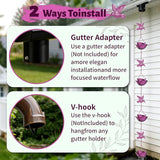 9.2ft Rain Chains for Gutters Outside,Rain Catcher Chain with 6 Lotus Rain Metal Cups & 7 Hummingbird Decor,Adjustable Rain Catcher Chain Replacement Downspout for Gutters,Drainage & Eaves