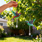 Hummingbird Suncatchers,Stained Glass Window Hanging Ornament,Rainbow Maker Crystal Garden Suncatcher for Outdoor Home Indoor Yard Decoration